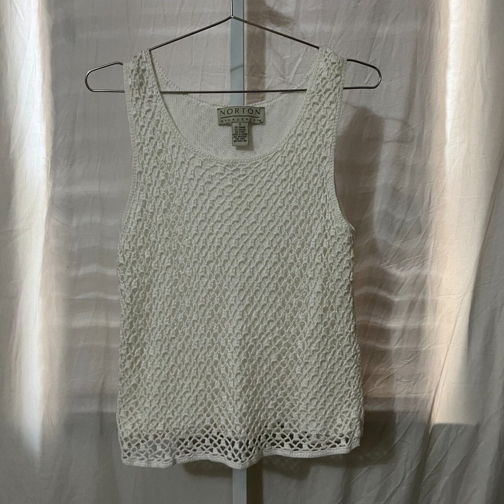 Norton McNaughton Womens Size Small Sweater Ivory Sleeveless Pullover Lined